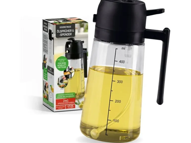 GOURMETmaxx Öl Spender 470 ml, Schwarz/Transparent