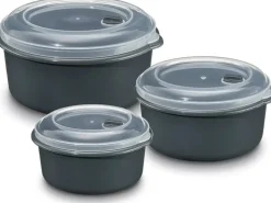 GOURMETmaxx Mikrowellendose 3 Stück 650/1000/1800ml Grau