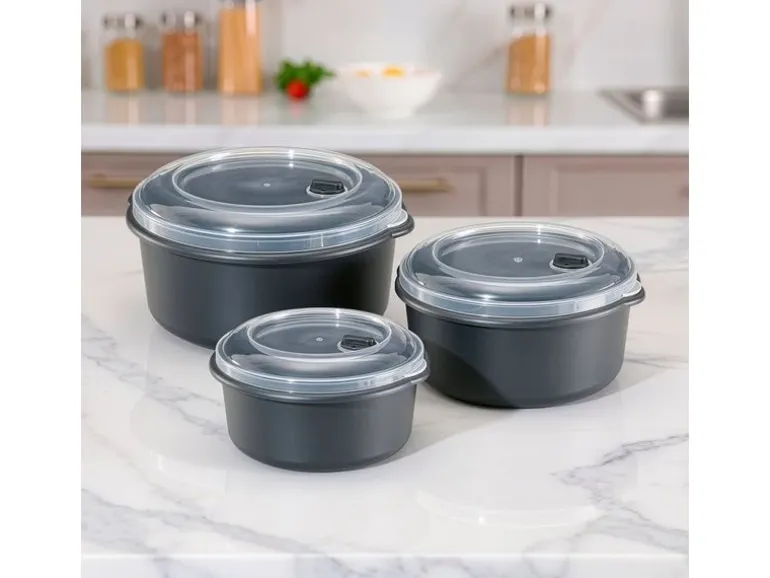 GOURMETmaxx Mikrowellendose 3 Stück 650/1000/1800ml Grau