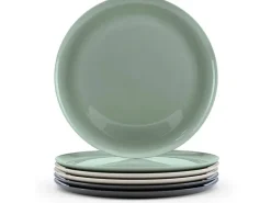 GOURMETmaxx Speiseteller 25 cm, 6er-Set, Beige / Grün / Dunkelgrau