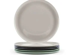 GOURMETmaxx Speiseteller 25 cm, 6er-Set, Beige / Grün / Dunkelgrau