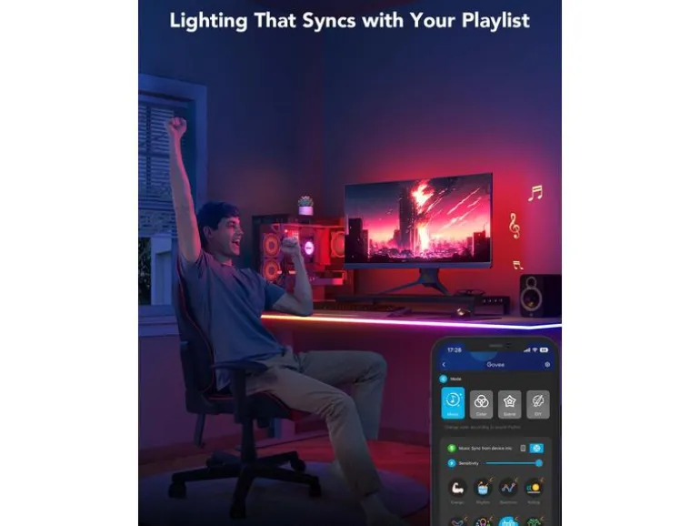 Govee LED Stripe Neon Gaming Table Light, 3 m, RGBIC, Wi-Fi + BT