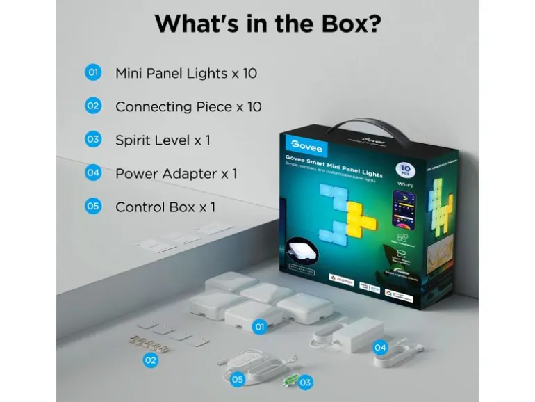 Govee Panelleuchte Smart Mini Erweiterung, 6er, RGBIC