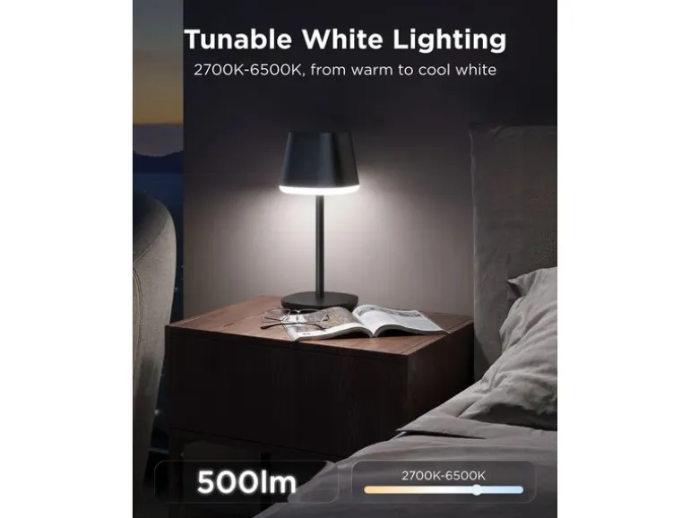 Govee Tischleuchte Schwarz, 500 lm, RGBICWW, 4800 mAh
