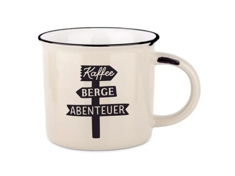 Grafik Werkstatt Vintage Becher Bergglück, Kaffee, Berge, Abenteuer