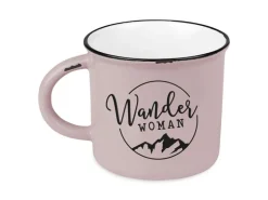 Grafik Werkstatt Vintage Becher Bergglück, Wanderwoman