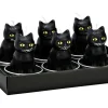 G. Wurm Teelichter Katze 6 Stück, Schwarz