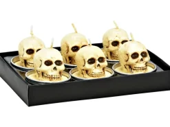 G. Wurm Teelichter Totenkopf 6 Stück, Creme