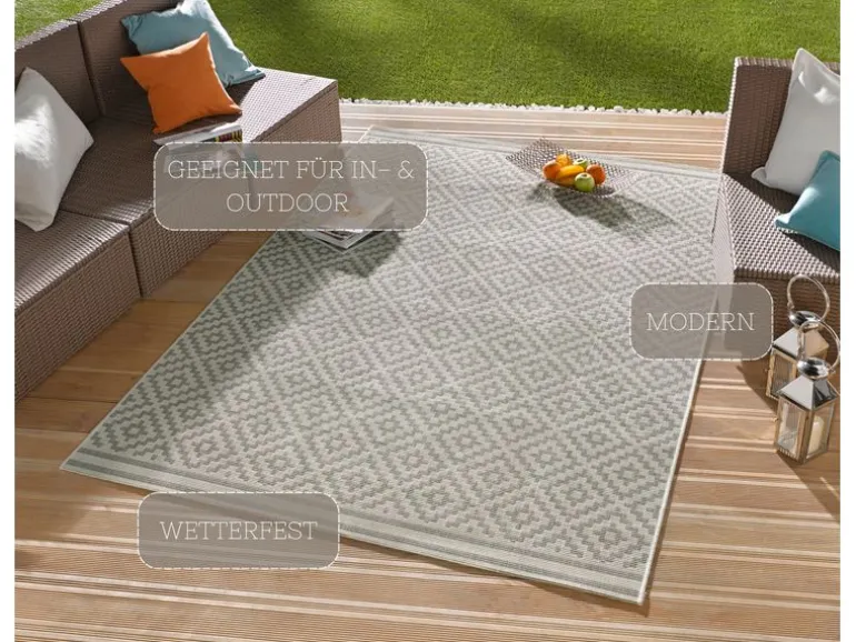 Hanse Home Raute In- & Outdoor Teppich 160 x 230 cm, Grau/Crème