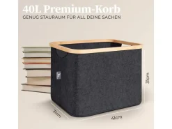 Hennez Wäschekorb Laura 40 l, Anthrazit/Nature