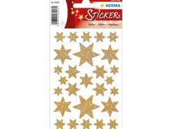 Herma Stickers Weihnachtssticker Sterne Irisierend 27 Sticker, Gold