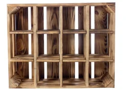 Holz Zollhaus Flaschenregal Vintage für 12 Flaschen, Kiefer geflammt