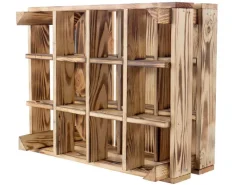Holz Zollhaus Flaschenregal Vintage für 12 Flaschen, Kiefer geflammt