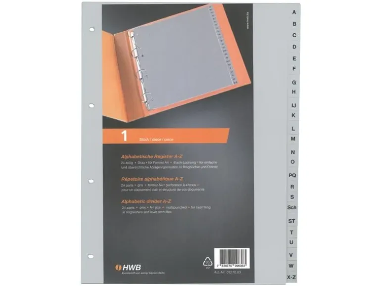 HWB Register A4, volldeckend, A-Z