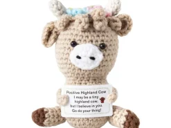 I AM CREATIVE Aufsteller Positive Cow Plüschtier, Beige, 13 cm