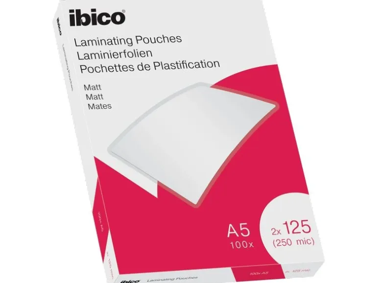 Ibico Laminierfolie A5, 125 µm, 100 Stück, Wasserabweisend; Matt