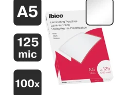 Ibico Laminierfolie A5, 125 µm, 100 Stück, Wasserabweisend; Matt