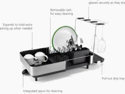 Joseph Joseph Extend Steel Plus Geschirrabtropfständer schwarz Schwarz