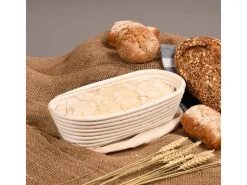 Kesper Gärkörbchen Rattan mit Stoffeinlage Oval Natur 28 x 15 cm