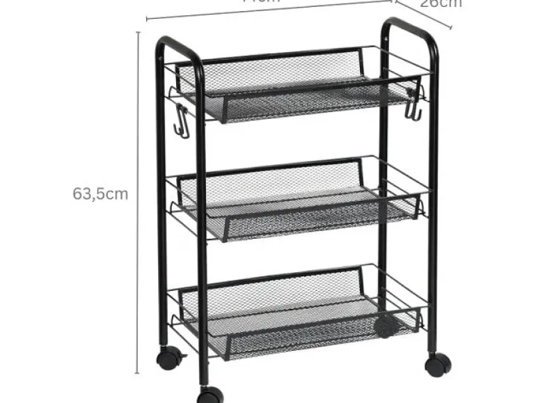 Kesper Küchenwagen 26/44 x 6.35/63.5 x 26 cm/44 cm, Schwarz