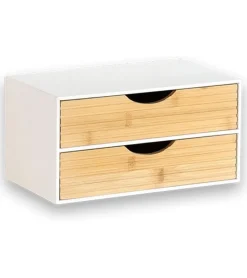 Kesper Organizer 2 Schubladen, Bambus, weiss/natur