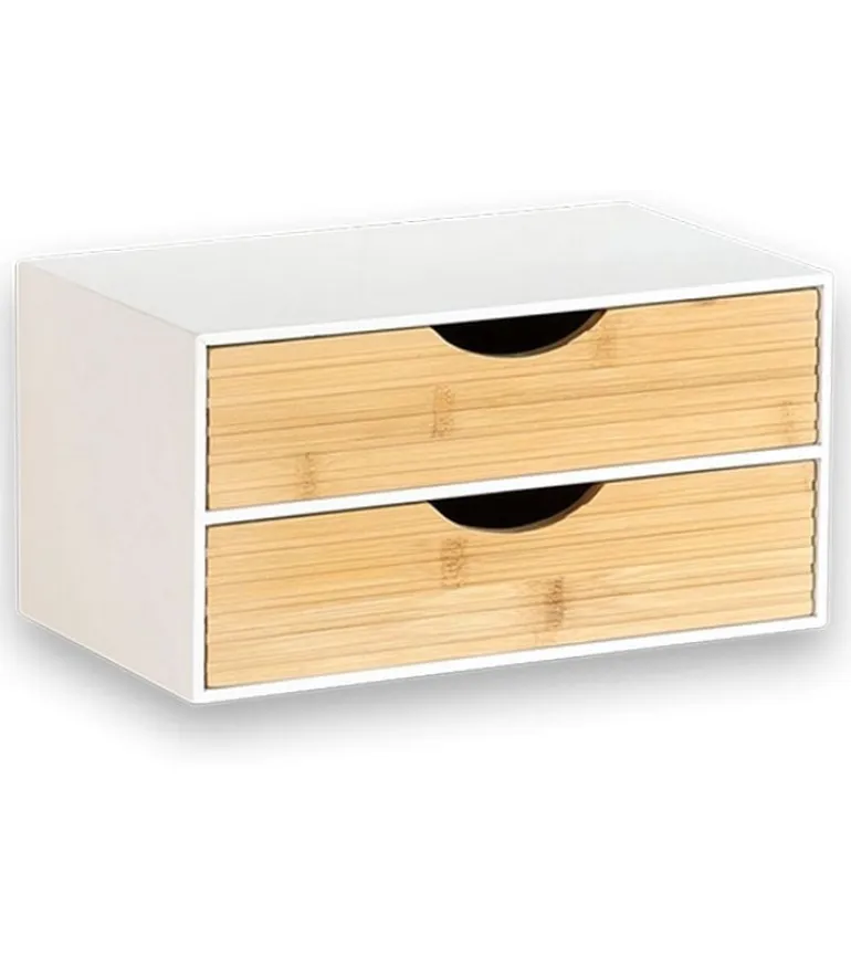 Kesper Organizer 2 Schubladen, Bambus, weiss/natur