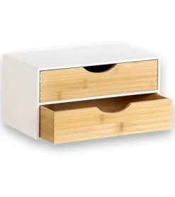Kesper Organizer 2 Schubladen, Bambus, weiss/natur