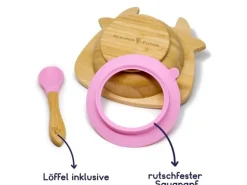 Kleinfuchs Babyteller Bambus Kuh Rosa