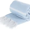 KOOR Strandtuch XXL 140 x 200 cm, Blau/Weiss