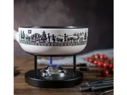 Kuhn Rikon Käsefondue-Set Induktion Alpweide 8 Teile, Schwarz/Weiss