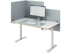 Leitz Ergo höhenverstellbare Tischtrennwand 80 x 70 cm Stoff Grau