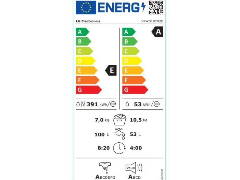 LG Waschtrockner V7WD107H2E 10.5 kg / 7 kg