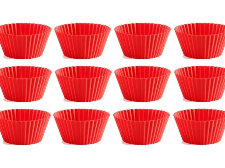 Lékué Muffin Backform Silikon, Rot, 12er Set