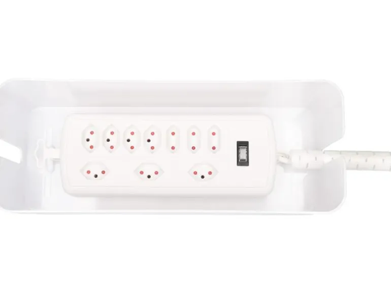 Max Hauri Kabelbox mit Steckerleiste 7x T13 Weiss