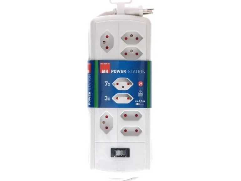 Max Hauri Kabelbox mit Steckerleiste 7x T13 Weiss