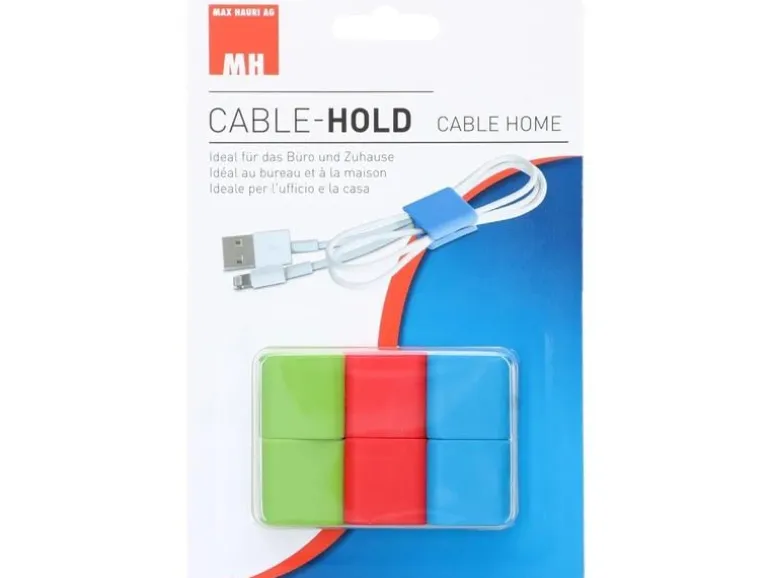 Max Hauri Kabel-Clip Hold, 6 Stück, Grün, Rot, Blau