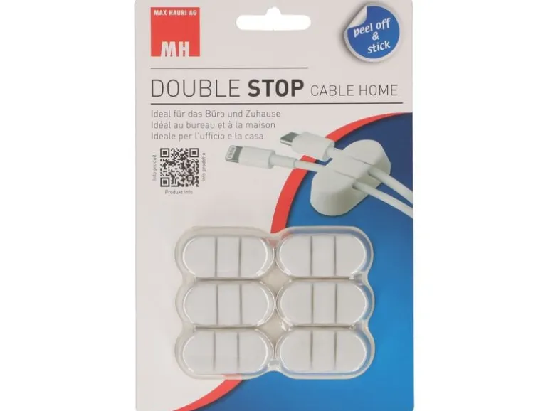 Max Hauri Kabelhalter Double Stop Set 6 x Weiss, 1 Stück