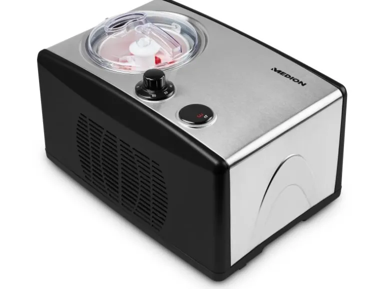 Medion Glacemaschine MD 18387 0.8 l, Schwarz/Silber