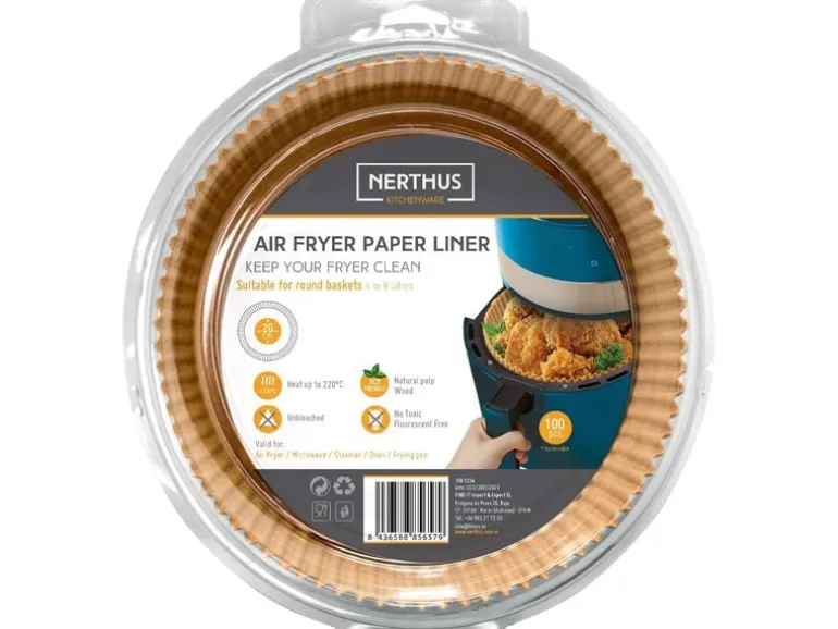 Nerthus Rundes Backpapier für Airfryer 20 cm, 100 Stück