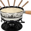 Nouvel Käsefondue-Set Maiensäss 9 Teile, Schwarz/Weiss