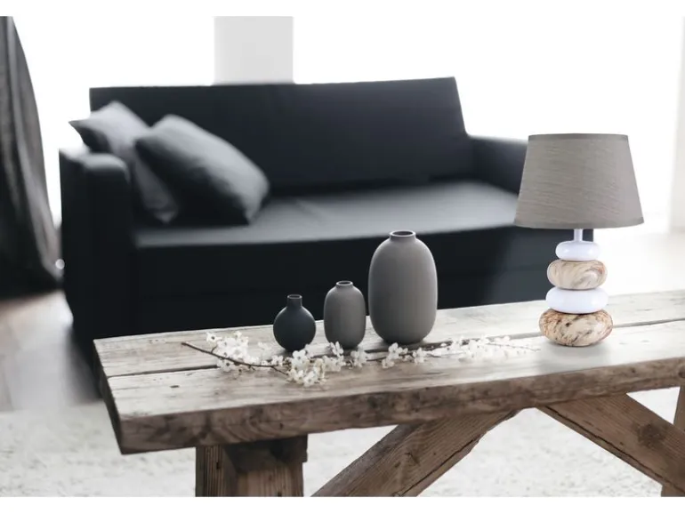 Näve Tischleuchte «Stoney» h: 31 cm Braun