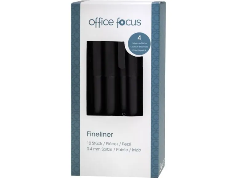 office focus Fineliner Office Focus Schwarz, 12 Stück