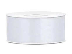 Partydeco Satinband 2.5 cm x 25 m, Weiss