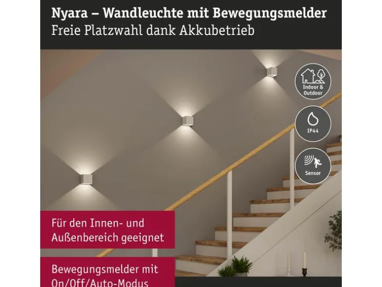 Paulmann Akkuwandleuchte Nyara IP44, Weiss