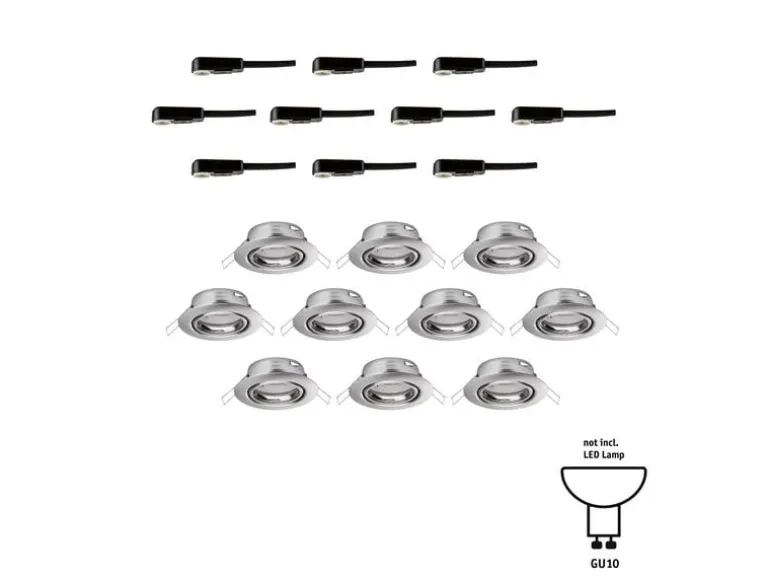 Paulmann Einbauspot LED Base Basisset, GU10, 10 x 10W, Eisen