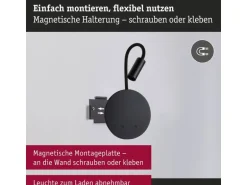 Paulmann LED Akkuwandleuchte Miora 2700K dimmbar Schwarz