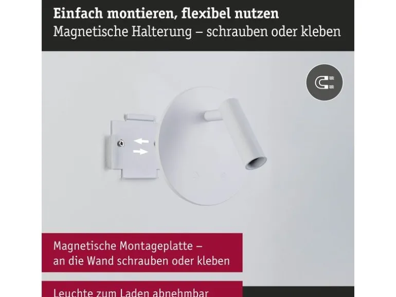Paulmann LED Akkuwandleuchte Kiora 2700K dimmbar Weiss