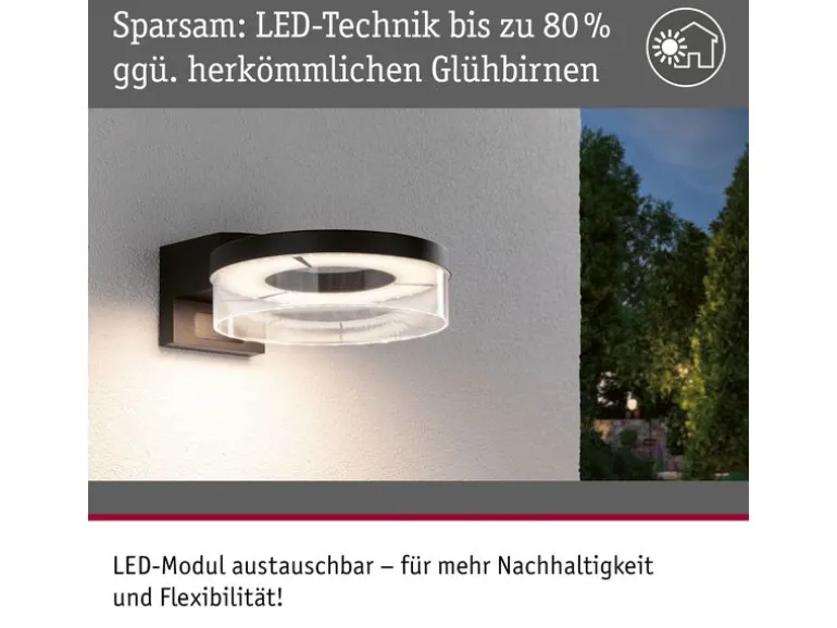 Paulmann LED Aussenwandleuchte Capera Bewegungsmelder Anthrazit