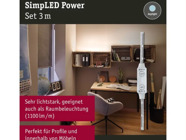 Paulmann LED-Stripe SimpLED Power 4000 K, 3 m Set