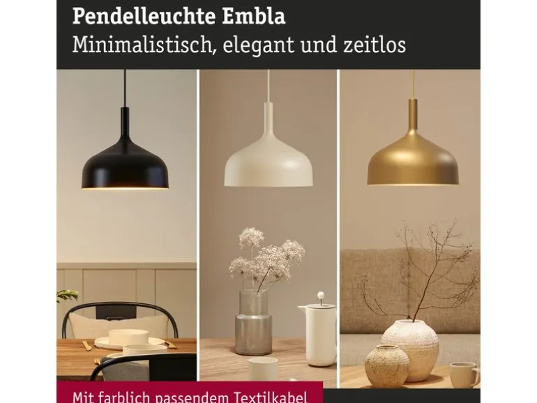 Paulmann Pendelleuchte Embla II E27 Schwarz Gold Metall Metall